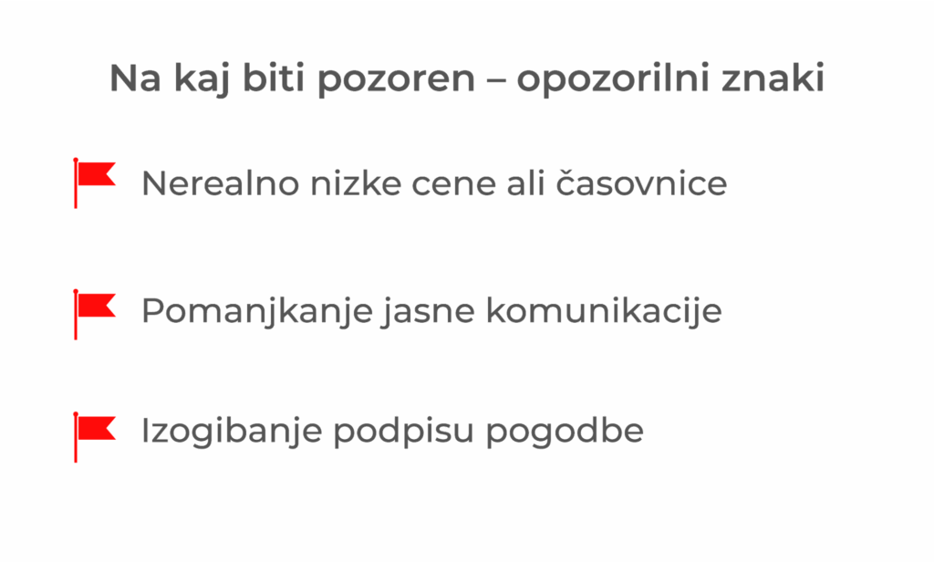 Na kaj biti pozoren – opozorilni znaki
